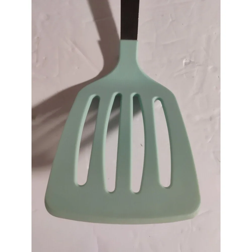 Martha Stewart Slotted Spatula Turner Aqua Sky Nylon Head Stainless Steel 14”